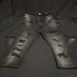 Distressed Black Denim Martin stacked Jeans by Jordan Craig size 30X32